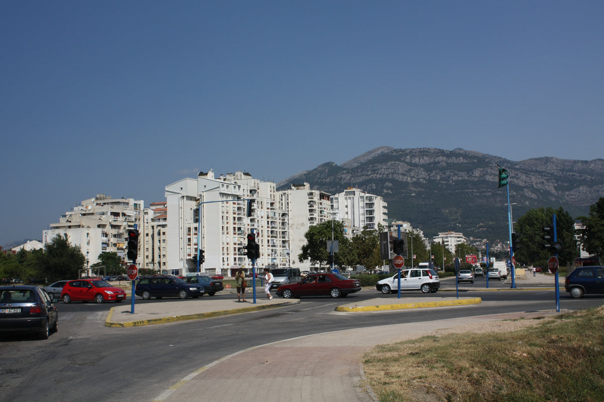 City centre of Bar, Montenegro, with waterfront buildings