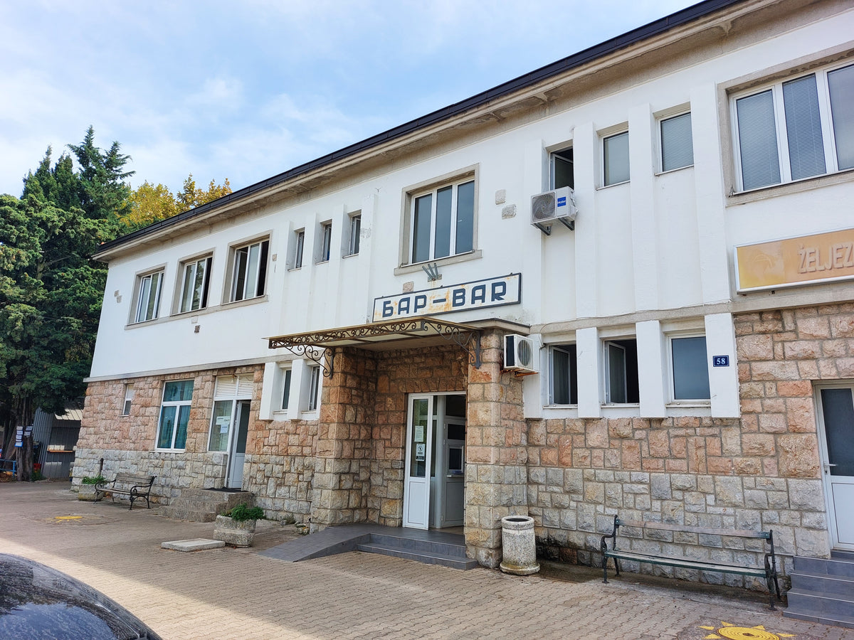 Front facade of the Bar railway station building, Montenegro