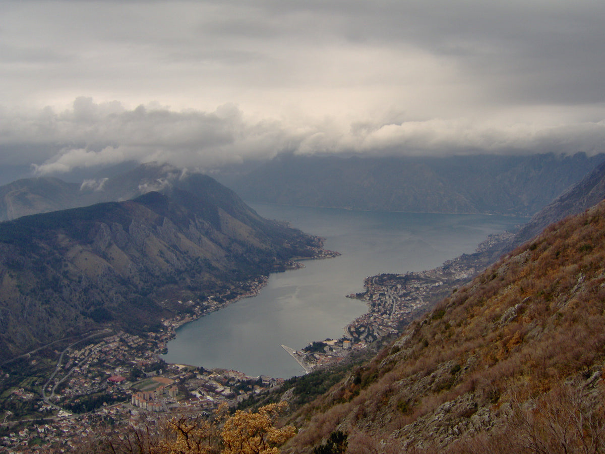 View of Kotor old town and the Bay of Kotor, Montenegro