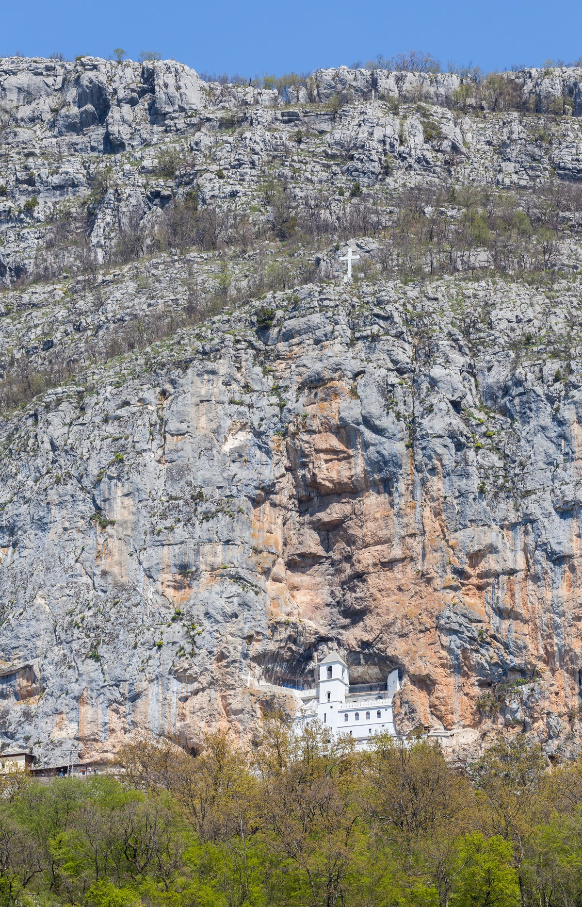 Ostrog Monastery built into the cliffside rock, Montenegro