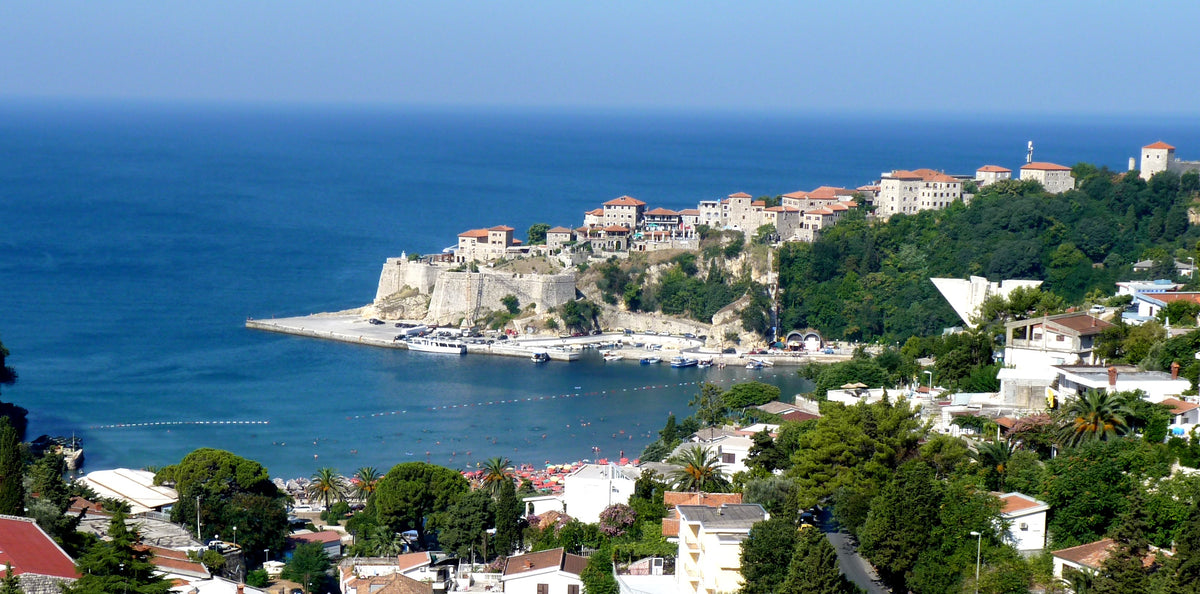 Panoramic view of Ulcinj town and coastline, Montenegro