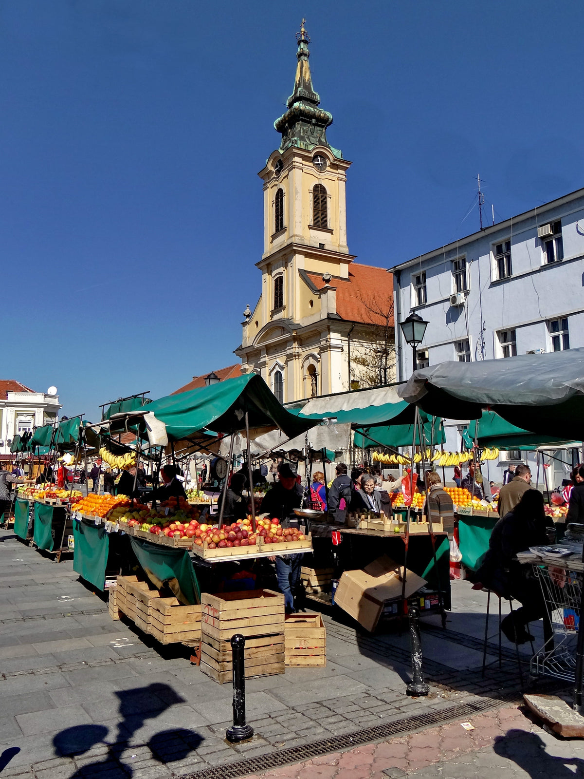 Outdoor produce market at Veliki trg in Zemun, Serbia